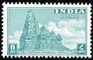 Stamp, Khajuraho in Bundelkhand: Kandarya-Mahadeva Temple, 11 Centu, India,  , Monuments, Temples