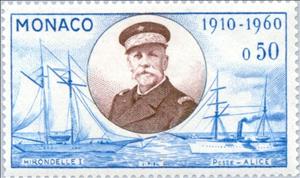 Stamp, Prince Albert I, 'Hirondelle I' and 'Princess Alice', Monaco,  , Heads of State, Ships, Steamers, Vehicles, Princes, Sailing Ships, Anniversaries and Jubilees