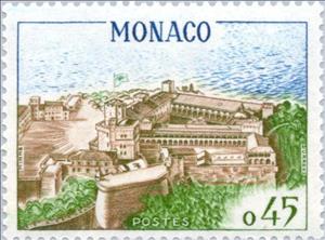 Stamp, Prince's Palace from the bird's eye view, Monaco,  , Palaces, Buildings