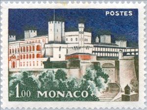 Stamp, Illuminated Prince's Palace, Monaco,  , Palaces, Buildings