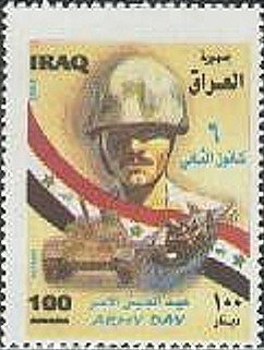 Soldier, flag ribbon, tank