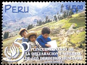 Stamp, Universal Declaration of Human Rights, 50th anniversary, Peru,  