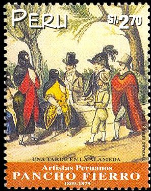 Stamp, Paintings of Pancho Fierro (1809-79), Peru,  , Paintings