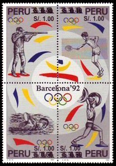 Se-tenant, Nos. 1140 surcharged in black, Peru,  , Olympic Games
