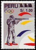 Stamp, Nos. 1140 surcharged in black, Peru,  , Olympic Games