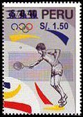 Nos. 1140 surcharged in blue