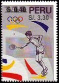 Stamp, Nos. 1140 surcharged in green, Peru,  , Olympic Games