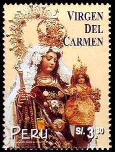 Stamp, Virgin of Carmen, Peru,  , Religion