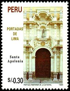 Stamp, Entries, Lima Cathedrals - St. Apolonia, Peru,  , Architecture, Churches - Cathedrals - Basilicas - Chapels