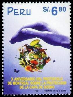 Stamp, Montreal Protocol on substances that deplete ozone layer, Peru,  