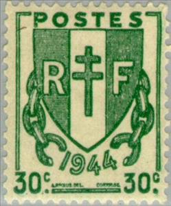 Stamp, broken chains, France,  , Coats of Arms