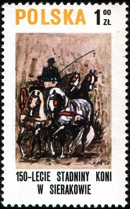 Stamp, Stagecoach, Poland,  , Horses, Animals (Fauna)