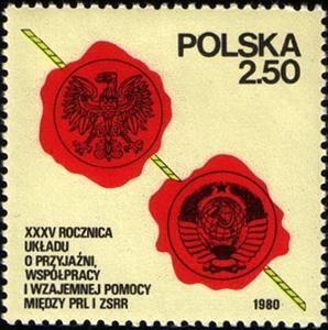 Stamp, Arms of Poland and Russia, Poland,  