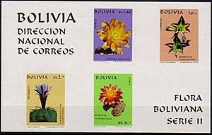 Souvenir Sheet, Flowers, Bolivia,  , Flowers, Cacti, Plants (Flora)