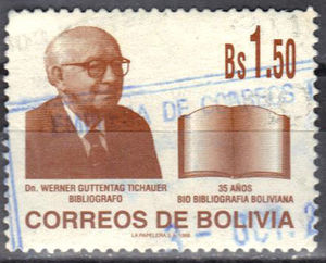 Stamp, Werner Guttentag Tichauer bibliographer, Bolivia,  