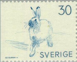 Stamp, Arctic Hare (Lepus timidus), Sweden,  , Mammals, Rabbits, Animals (Fauna)
