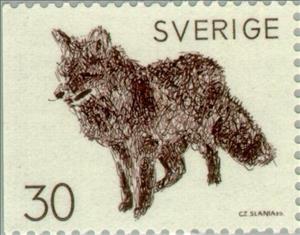 Stamp, Red Fox (Vulpes vulpes), Sweden,  , Mammals, Foxes, Animals (Fauna)