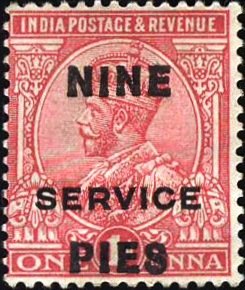 "SERVICE" & new value overprint on King George V