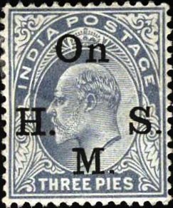 Stamp, King Edward VII - Overprint "On H.M.S.", India,  