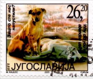 Stamp, Abandoned Dog (Canis lupus familiaris), Yugoslavia,  , Dogs, Animals (Fauna)