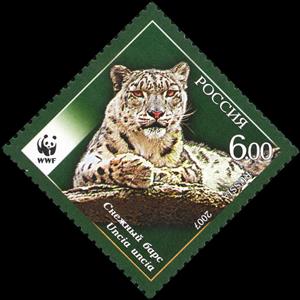 Stamp, Snow Leopard (Panthera uncia), Russia,  , WWF, Leopards, Animals (Fauna)