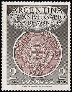 Stamp, 75th Anniversary of Argentina's Mint, Argentina,  