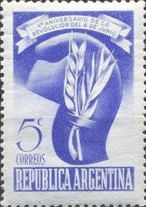Stamp, 5th anniversary of the Revolution of June 4, Argentina,  