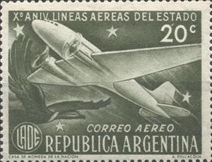 Stamp, 10 Years State Airlines, Argentina,  , Aviation, Aircrafts