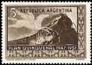 Stamp, Pegasus and train, Argentina,  , Railways
