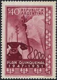 Stamp, Phone lines, Argentina,  , Telephones