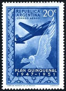 Stamp, Plane and bird, Argentina,  , Aviation, Aircrafts