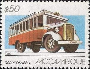 Stamp, Omnibus (1950), Mozambique,  , Public Transport, Omnibuses