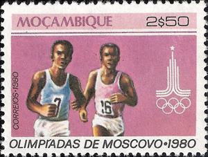 Stamp, Running, Mozambique,  , Sport, Athletics, Olympic Games, Running