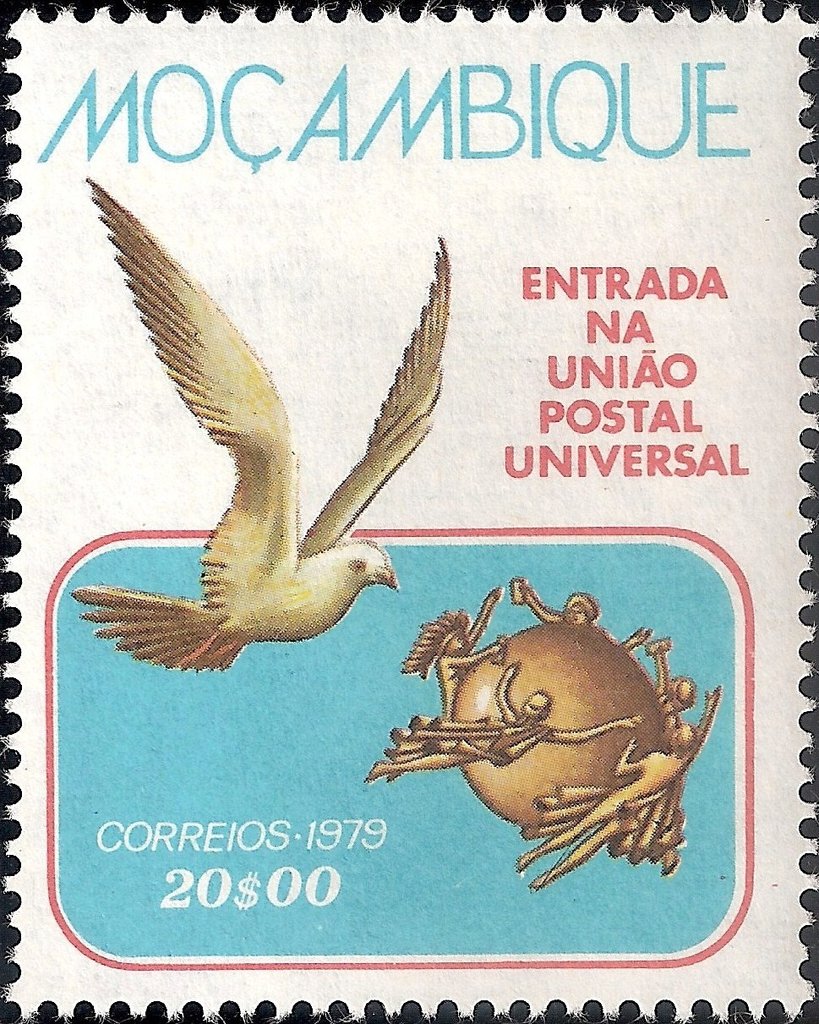 Carrier-pigeon (Columba livia forma domestica) & U.P.U. Logo