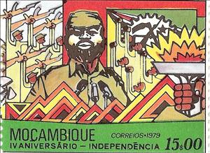 Stamp, IV Anniversary of Independence, Mozambique,  , Paintings, Art
