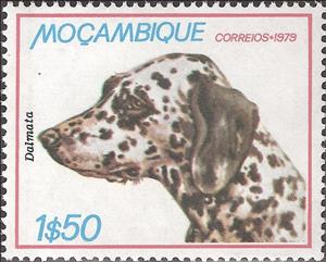 Stamp, Dalmatian Dog (Canis lupus familiaris), Mozambique,  , Mammals, Dogs, Animals (Fauna)