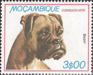 Stamp, German Boxer (Canis lupus familiaris), Mozambique,  , Mammals, Dogs, Animals (Fauna)