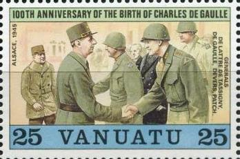 Stamp, De Lattre, de Tassigny, de Gaulle, Devers and Patch in Alsac, Vanuatu,  