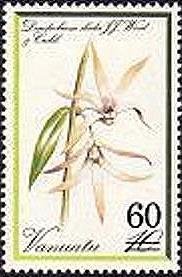 Stamp, Former Issue with New Value, Vanuatu,  , Flowers, Orchids