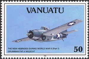 Stamp, Grumman F4F-4 Wildcat, Vanuatu,  , Aviation, Aircrafts