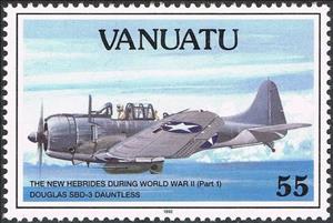 Stamp, Douglas SBD-3 Dauntless, Vanuatu,  , Aviation, Aircrafts