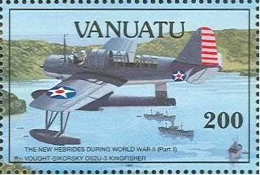 Stamp, Vought-Sikorsky OS2U-3 Kingfisher, Vanuatu,  , Second World War, Aviation, Air Forces, Navies, Aircrafts