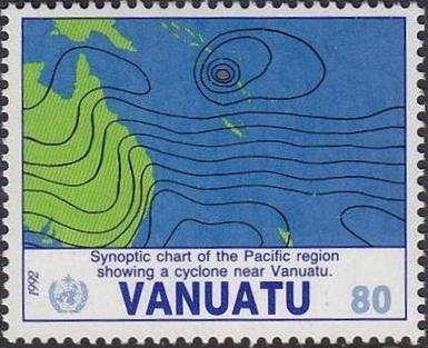 Weather Map with Hurricane in Vanuatu
