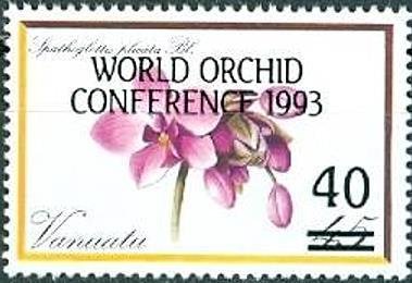 Stamp, Former Issue with Overprint, Vanuatu,  , Flowers, Orchids