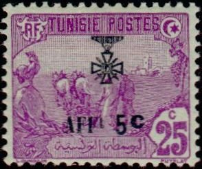 Stamp, Stamp 1906-1922 overloaded, Tunisia,  