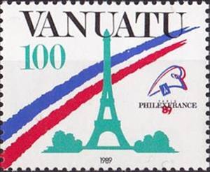 Stamp, Eiffel Tower, Emblem, Vanuatu,  , Politics, Revolutions