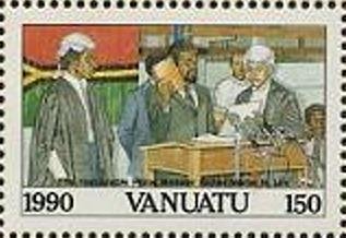 Stamp, W. H. Lini, Prime Minister, Vanuatu,  