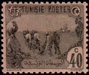 Stamp, Laborers, Tunisia,  