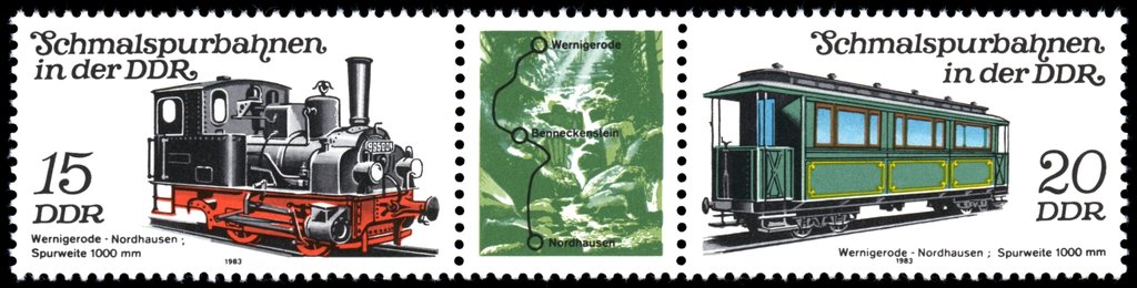 Se-tenant, Bahn Wernigerode - Nordhausen, Germany, Democratic Republic,  , Railways