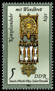 Stamp, Kanzelsanduhr (1674), Germany, Democratic Republic,  , Clocks